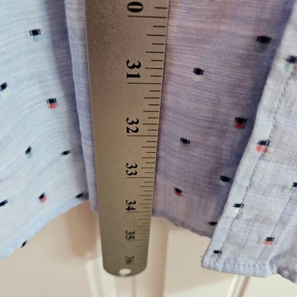 Rowm Big Button Down Shirt Mens 3XB Blue Speckled Casual Soft Cotton Long Sleeve - Picture 9 of 11